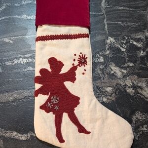 Pottery Barn Kids Red and Cream Christmas Fairy Stocking